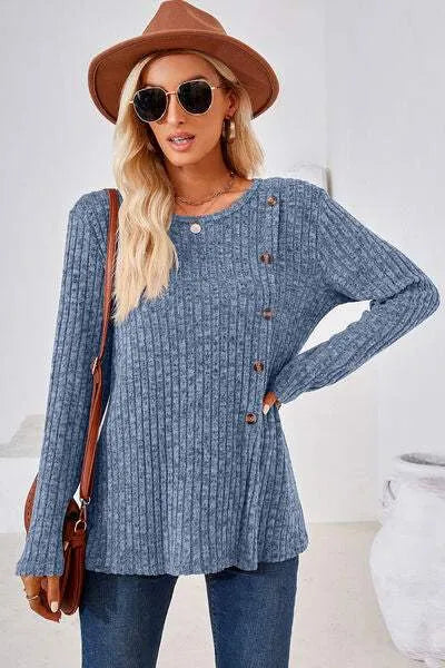 Round Neck Long Sleeve T-Shirt Women's T-Shirts - Tophatter Daily Deals